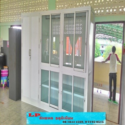 รับทำตู้เก็บของบานเลื่อน - ร้านติดตั้งกระจกอลูมิเนียม นนทบุรี ลัทธพล